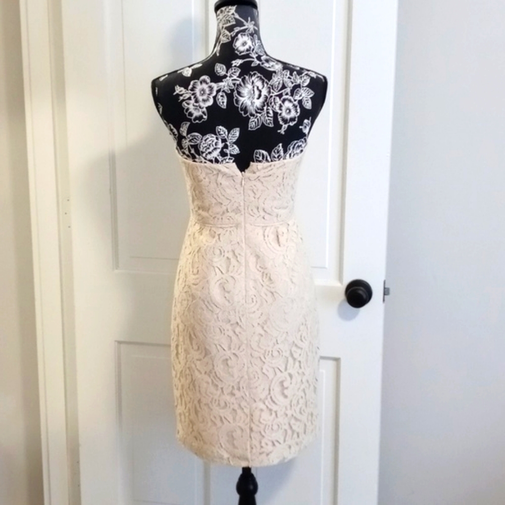 ๐๏ธ ๐พJ. Crew๐พ - Champagne "Leavers Lace" Strapless Cathleen Sheath Dress - Picture 2 of 12